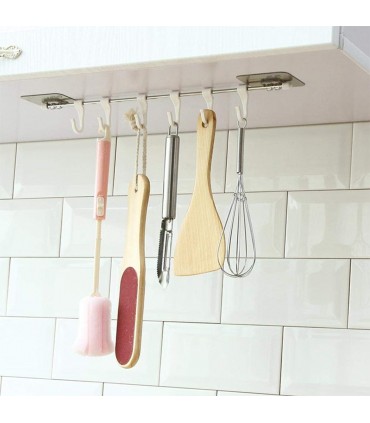 Закачалка за кухненски прибори със 6 куки БЕЗ ПРОБИВАНЕ