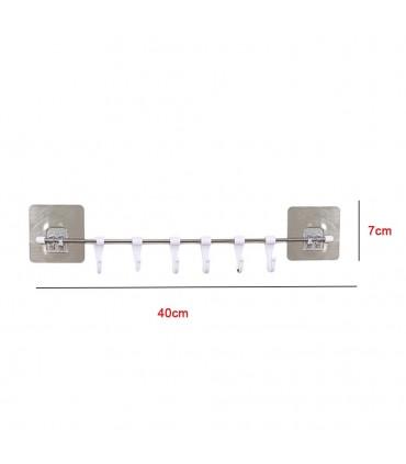 Закачалка за кухненски прибори със 6 куки БЕЗ ПРОБИВАНЕ
