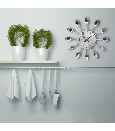 Кухненски часовник за стена с дизайн от вилици и лъжици