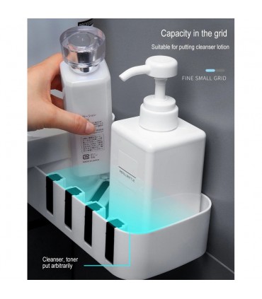 Самозалепваща етажерка за баня на 2 нива