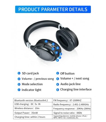 Геймърски стерео безжични слушалки с еквалайзер, TM-061