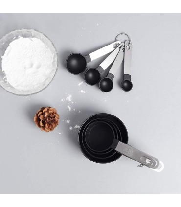 Комплект от 8бр. мерителни чашки и лъжички със стоманена дръжка