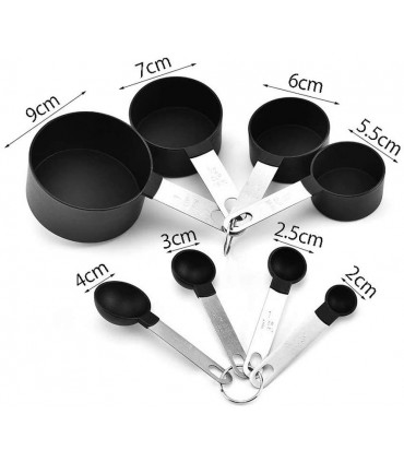 Комплект от 8бр. мерителни чашки и лъжички със стоманена дръжка
