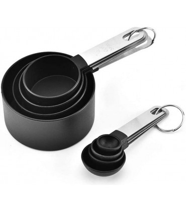 Комплект от 8бр. мерителни чашки и лъжички със стоманена дръжка