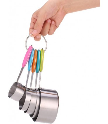 Метални мерителни лъжички и чашки с цветни силиконови дръжки