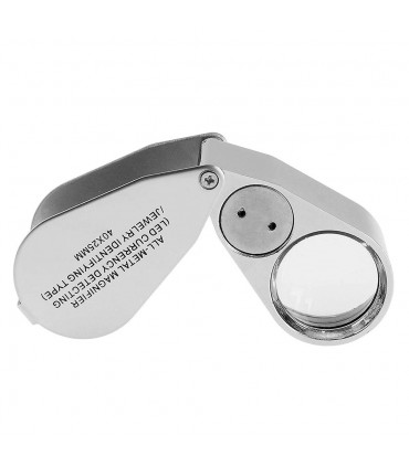 Джобна златарска мощна ръчна лупа лед осветление 40Х за четене бижута