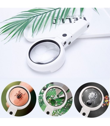 Мощна ръчна лупа с лед осветление 10Х стъклена за четене работа