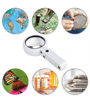 Мощна ръчна лупа с лед осветление 10Х стъклена за четене работа