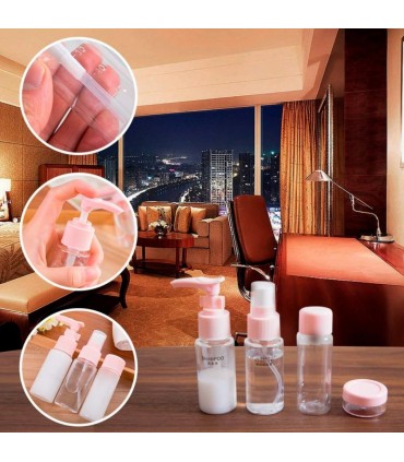 КОМПЛЕКТ 6 БРОЯ КОЗМЕТИЧНИ ШИШЕНЦА ЗА ПЪТУВАНЕ В НЕСЕСЕР