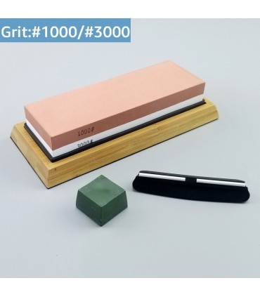 Японски брус за заточване на ножове с дървена стойка