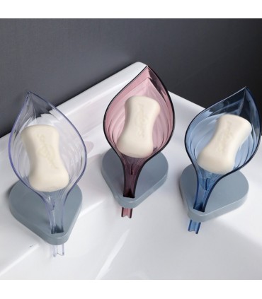 Поставка за твърд сапун с форма на листо с отцеждаща конструкция