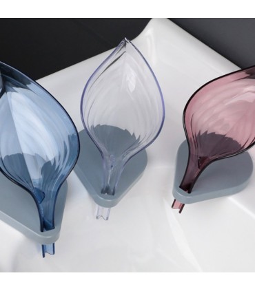 Поставка за твърд сапун с форма на листо с отцеждаща конструкция