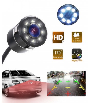 Камера за задно виждане с паркинг линии за автомобил с 8 диода