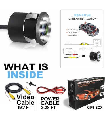 Камера за задно виждане с паркинг линии за автомобил с 8 диода