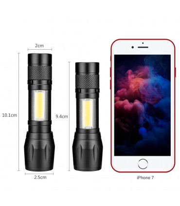 Ултра ярко джобно фенерче XPE+COB със ZOOM