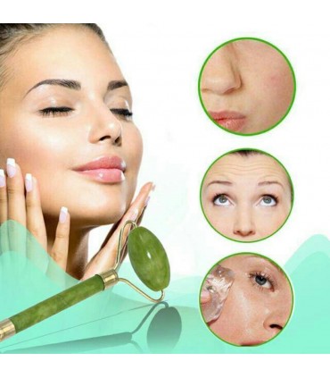 Нефритен ролер за масаж на лице и тяло с две глави