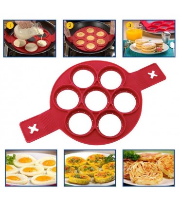 СИЛИКОНОВА ФОРМА ЗА ПАЛАЧИНКИ И ЯЙЦА ЗА 7 БР.