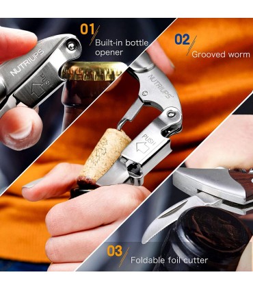 Сгъваем тирбушон с дървена дръжка