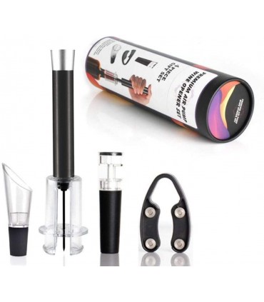 Сет за вино от тирбушон с въздух, резачка, тапа с вакуум и наливник