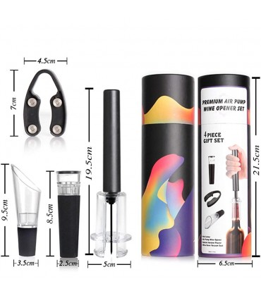 Сет за вино от тирбушон с въздух, резачка, тапа с вакуум и наливник