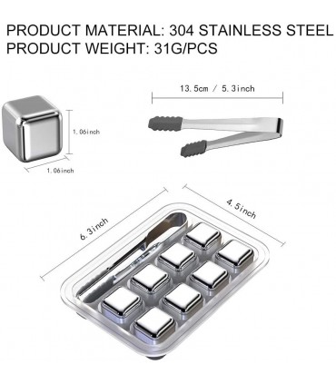Метални кубчета за охлаждане на напитки с щипка