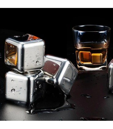 Метални кубчета за охлаждане на напитки с щипка