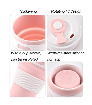 Сгъваема силиконова чаша с капак,  в различни цветове