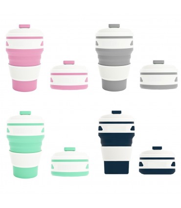 Сгъваема силиконова чаша с капак,  в различни цветове