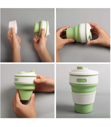 Сгъваема силиконова чаша с капак,  в различни цветове