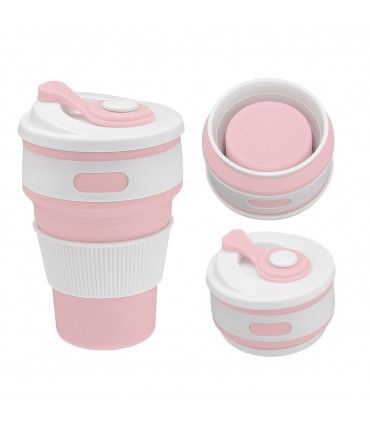Сгъваема силиконова чаша с капак,  в различни цветове