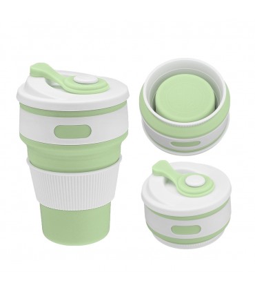 Сгъваема силиконова чаша с капак,  в различни цветове