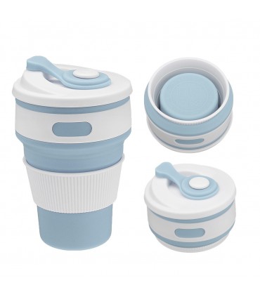Сгъваема силиконова чаша с капак,  в различни цветове