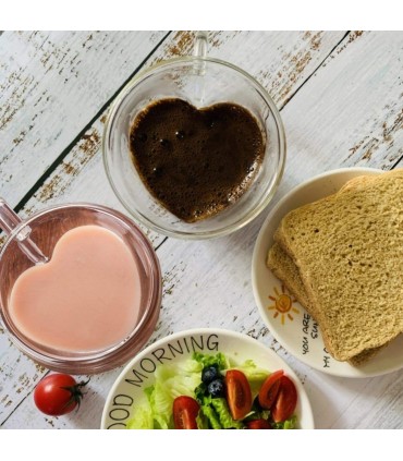 Двустенна стъклена чаша за еспресо във формата на сърце, с двойно дъно