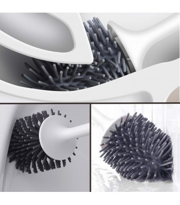 Силиконова четка с поставка за тоалетна чиния - за стена и за под