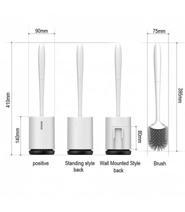 Силиконова четка с поставка за тоалетна чиния - за стена и за под