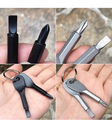 Практичен ключодържател с две отвертки с форма на ключ