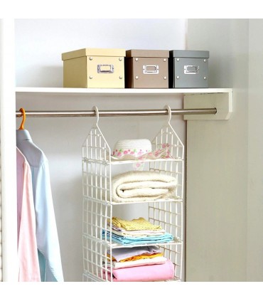 Вертикален сгъваем органайзер за гардероб с рафтове за дрехи