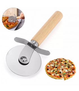 Класически нож за рязане на пица с дървена дръжка