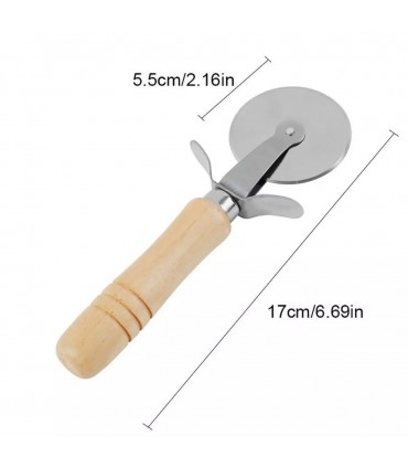 Класически нож за рязане на пица с дървена дръжка