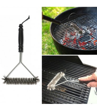 Стоманена четка с дълга дръжка за удобно почистване на скара