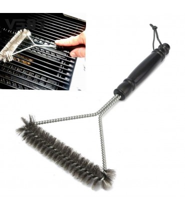 Стоманена четка с дълга дръжка за удобно почистване на скара