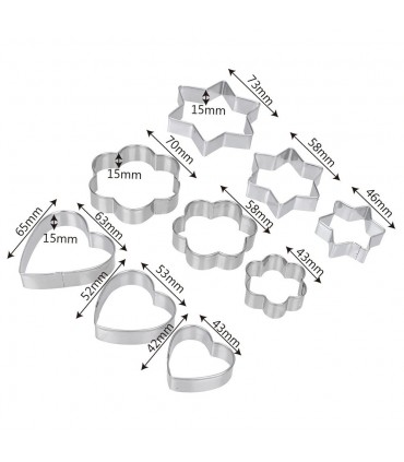 Комплект от 12 бр. метални форми за сладки и бисквити
