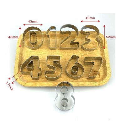 Метални форми за сладки, цифрите от  0 до 9