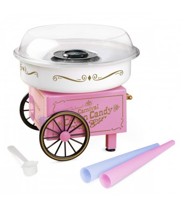 Машина за захарен памук Retro , 500W, розов / бял,