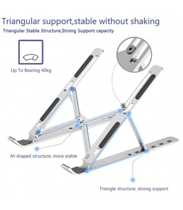 Сгъваема алуминиева стойка за лаптоп/таблет