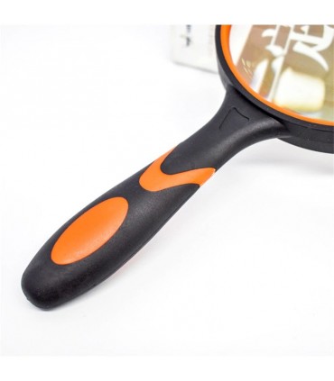 Ръчна лупа за четене с гумена дръжка и диаметър 10 см.