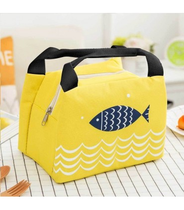 Детска термо чанта за храни и напитки - жълт цвят с рибка
