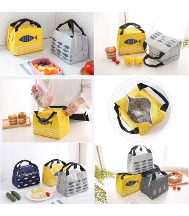 Детска термо чанта за храни и напитки - жълт цвят с рибка