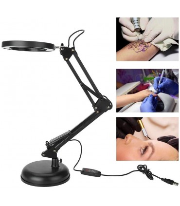 Настолна лампа с телескопично рамо и лупа 8X