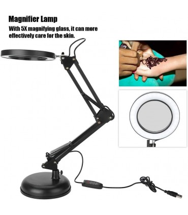 Настолна лампа с телескопично рамо и лупа 8X